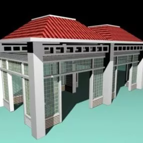 Old Screened Pavilion 3d model