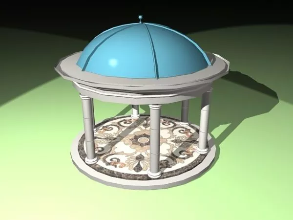 Gazebo With Bench Chair 3d model