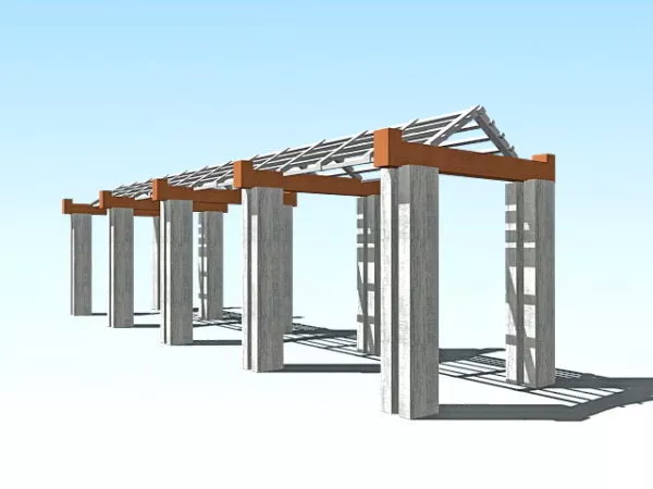 Pergola Covered Walkway 3d model Pergola Covered Walkway 3d model