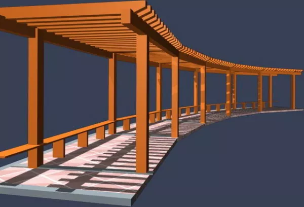 Walkway Pergola With Seat 3d model Walkway Pergola With Seat 3d model
