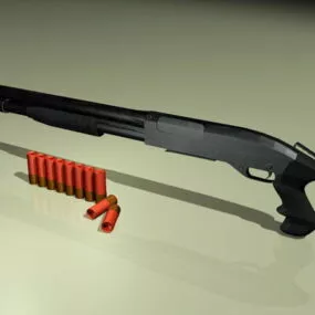 Shotgun And Bullets 3d model