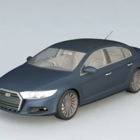 Navy Blue Sedan Car 3d model