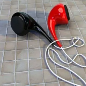 Red And Black Earbuds 3d model