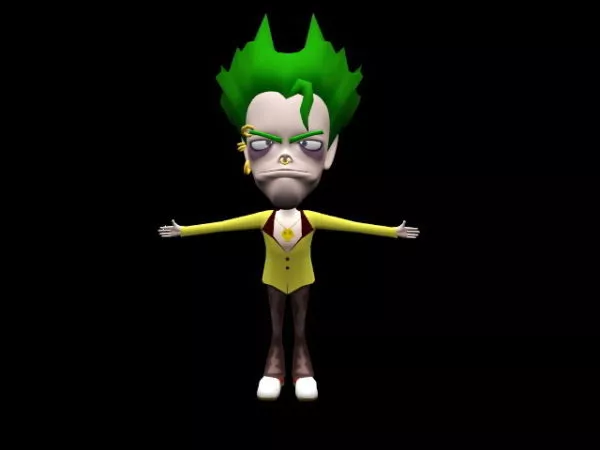 Cartoon Man With Green Hair 3d model Cartoon Man With Green Hair 3d model