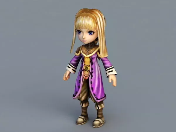 Blonde Anime Girl Character 3d model Blonde Anime Girl Character 3d model