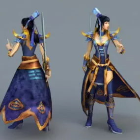 Anime Swordswoman 3d model