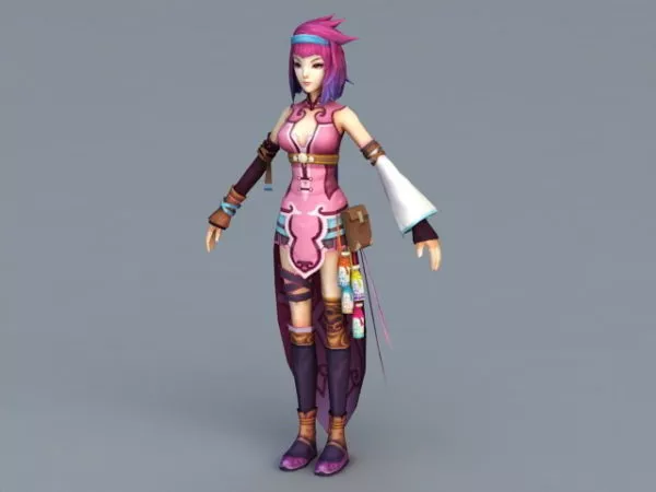 Beautiful Warrior Anime Girl 3d model Beautiful Warrior Anime Girl 3d model
