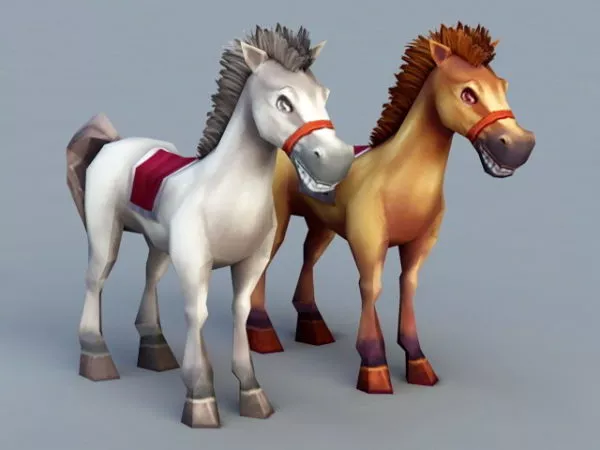 Cute Cartoon Horses 3d model Cute Cartoon Horses 3d model
