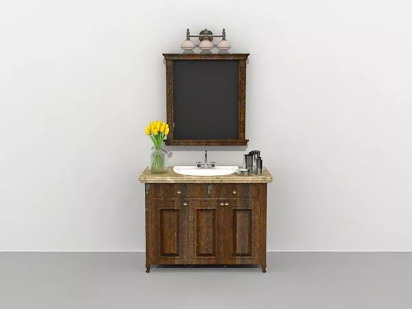 Vintage Bathroom Vanity With Wall Mirror 3d model Vintage Bathroom Vanity With Wall Mirror 3d model