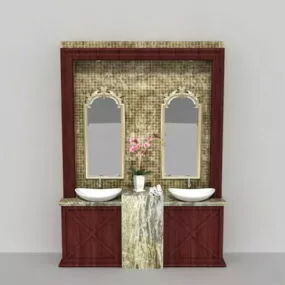 Vintage Bathroom Vanity With Double Sink 3d model