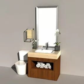 Small Bathroom Toilet Vanity 3d model