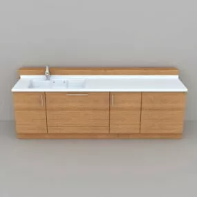 Long Bathroom Vanity With One Sink 3d model