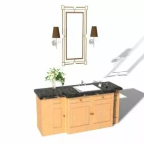 Single Bathroom Vanity Black Marble Top 3d model