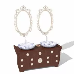 Vintage Chinese Bathroom Vanity 3d model