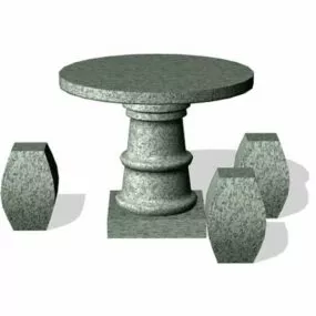 Granite Outdoor Table And Stool 3d model