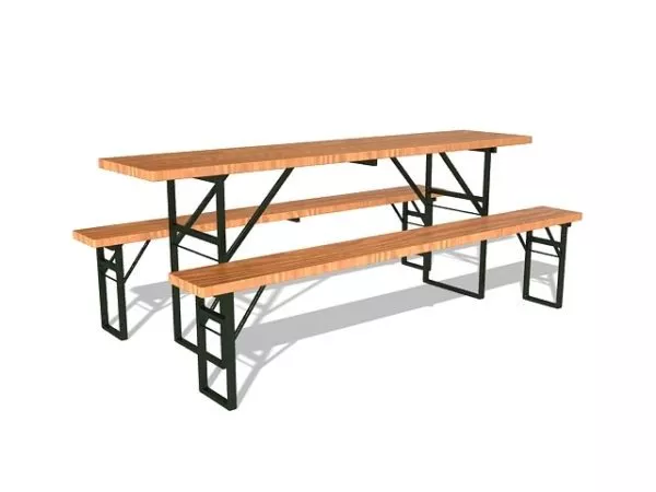 Picnic Table With Bench 3d model Picnic Table With Bench 3d model