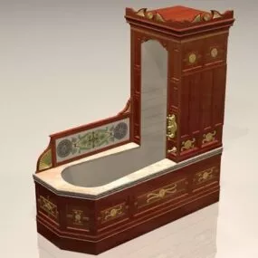 Vintage Bathtub With Cabinet 3d model