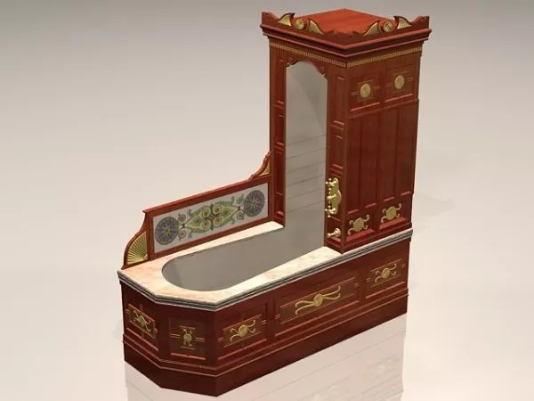 Vintage Bathtub With Cabinet 3d model Vintage Bathtub With Cabinet 3d model