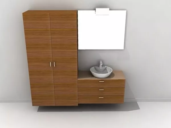 Bathroom Vanity With Matching Linen Cabinet 3d model Bathroom Vanity With Matching Linen Cabinet 3d model
