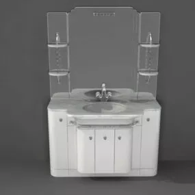 Single Bathroom Vanity With Mirror 3d model