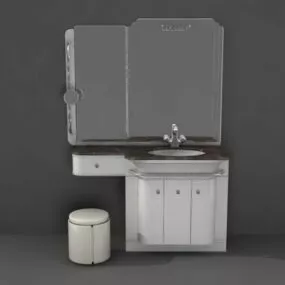 Bathroom Vanity With Makeup Area 3d model
