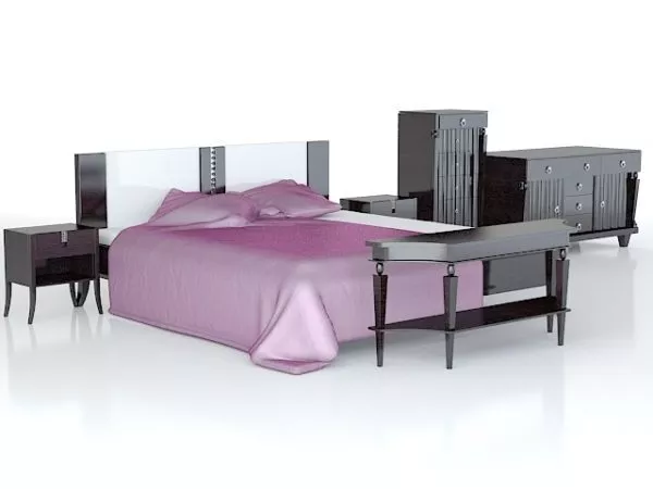 Modern Nightstand Wooden Walnut Material 3d model