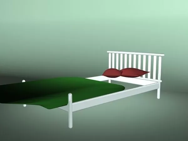 White Twin Bed 3d model White Twin Bed 3d model