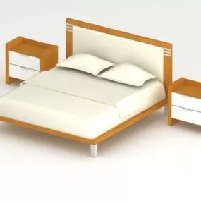 Platform Bed With Nightstands 3d model