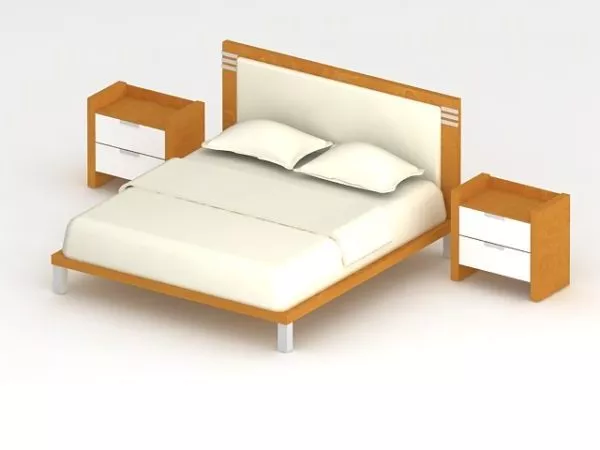 Platform Bed With Nightstands 3d model Platform Bed With Nightstands 3d model