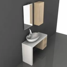 White Bathroom Vanity With Shelf 3d model