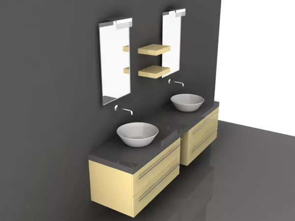 Double Bowl Sink Bathroom Vanity 3d model Double Bowl Sink Bathroom Vanity 3d model