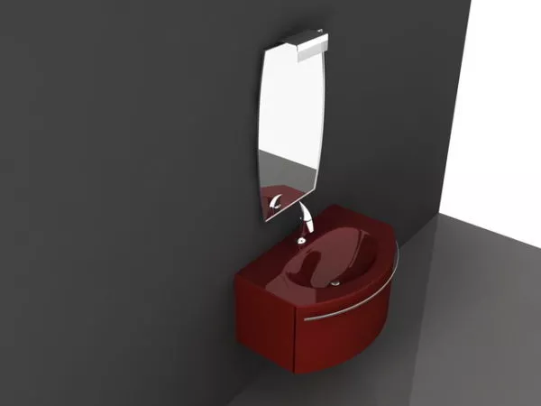 Red Small Bathroom Vanity 3d model Red Small Bathroom Vanity 3d model