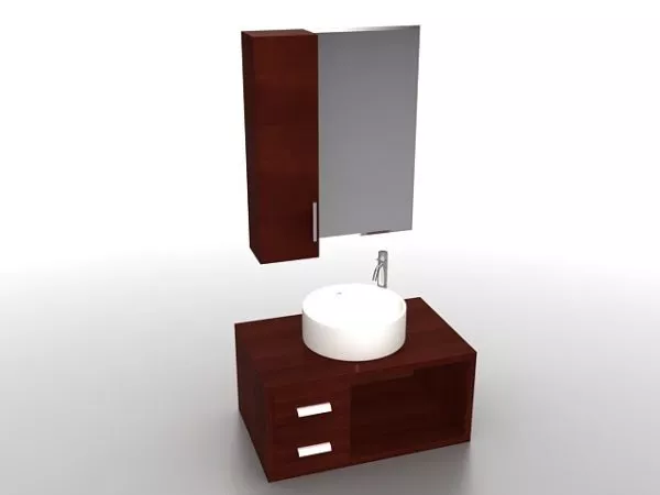 Round Sink Stone Brown Color 3d model