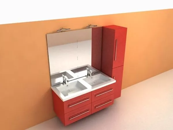 Red Bathroom Vanity Cabinets 3d model Red Bathroom Vanity Cabinets 3d model