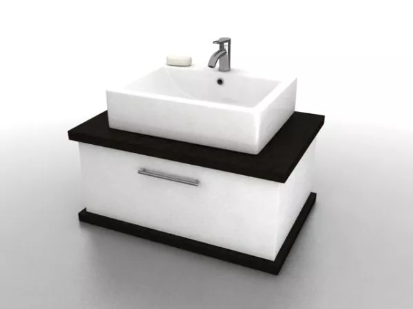 Square Sink Ikea With Tap And Basket 3d model
