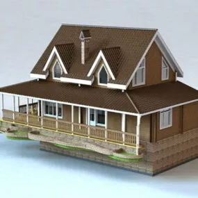 Ranch House With Basement 3d model