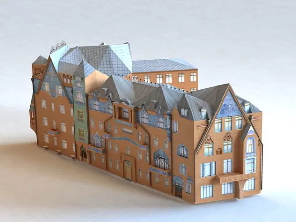 Corner Apartment Building 3d model Corner Apartment Building 3d model