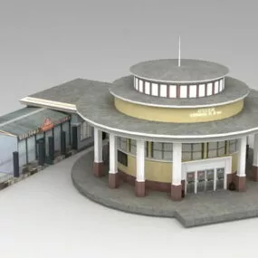 Metro Train Station Exterior 3d model