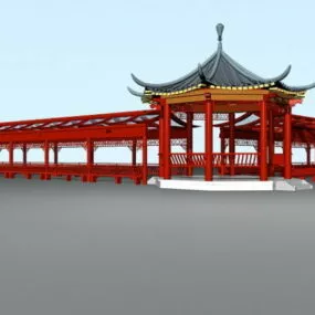 Traditional Chinese Pavilion And Corridor 3d model