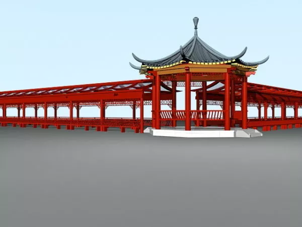 Traditional Chinese Pavilion And Corridor 3d model Traditional Chinese Pavilion And Corridor 3d model