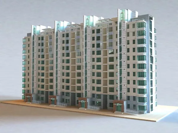 Glass Facade Condominium Complex 3d model