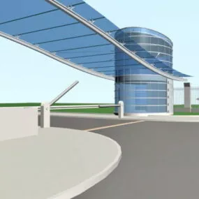 Modern Front Gates And Gatehouse 3d model