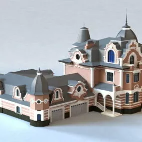 Traditional Russian House With Garage 3d model