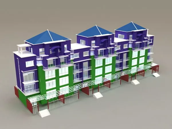Glass Facade Condominium Complex 3d model