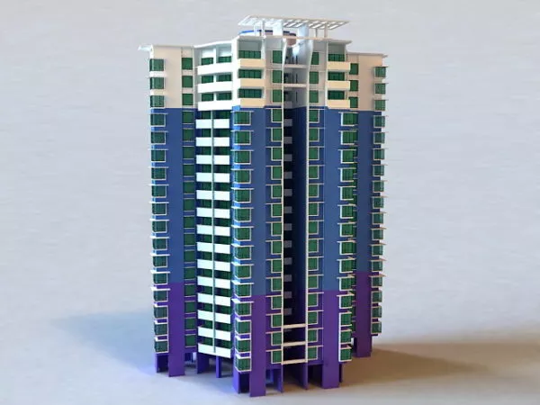 Glass Facade Condominium Complex 3d model