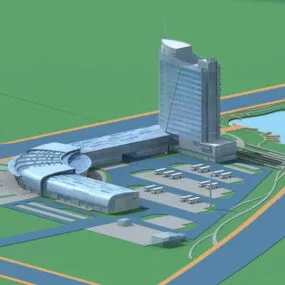 Commercial District With Parking 3d model