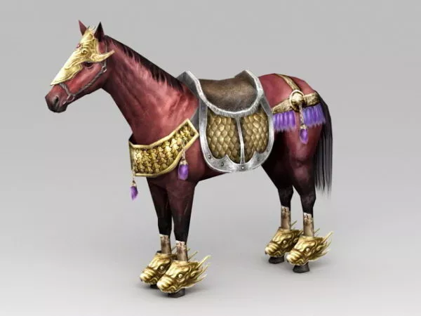 White Horse With Saddle 3d model