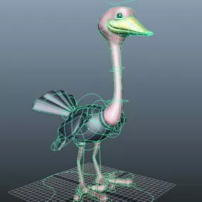 Cartoon Ostrich Rig 3d model