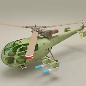 Alouette Iii Attack Helicopter 3d model