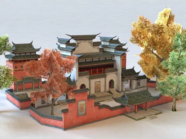 Chinese Buddhist Temple Building 3d model